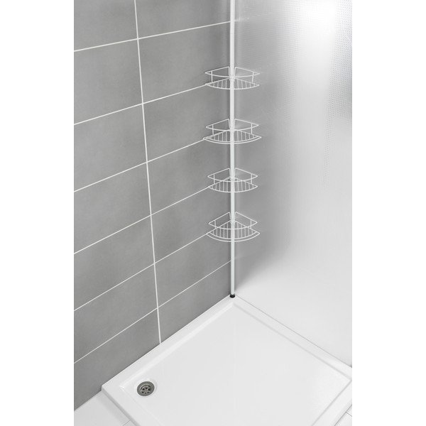 Fehér teleszkópos rozsdamentes acél fürdőszobai sarokpolc Dolcedo – Wenko-image-2