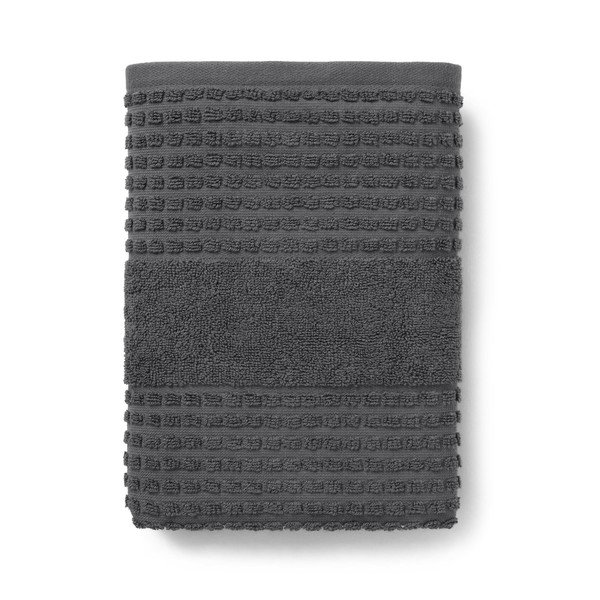 Sötétszürke frottír bio pamut törölköző 50x100 cm Check – JUNA