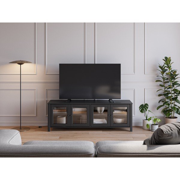 Fekete borovi fenyő TV-állvány 150x50x40 cm Alessandra – Marckeric-image-1