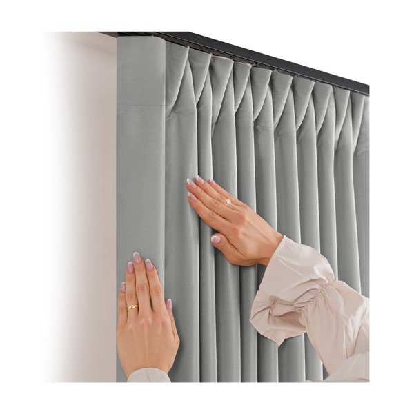 Szürke bársony dimout (részleges sötétítő) függöny 530x175 cm Velto – Filumi-image-3