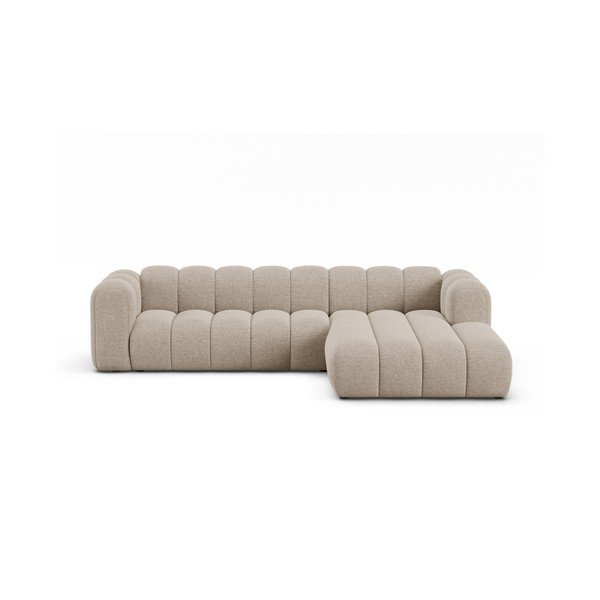 Bézs zsenília sarokkanapé (jobb oldali-heverő résszel) Lupine – Micadoni 