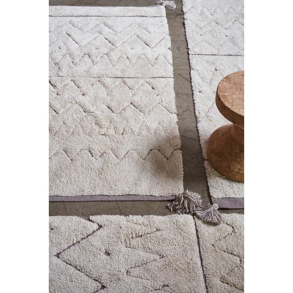 Krémszínű mosható kézi szövésű pamut szőnyeg 90x130 cm Azteca – Lorena Canals-image-1