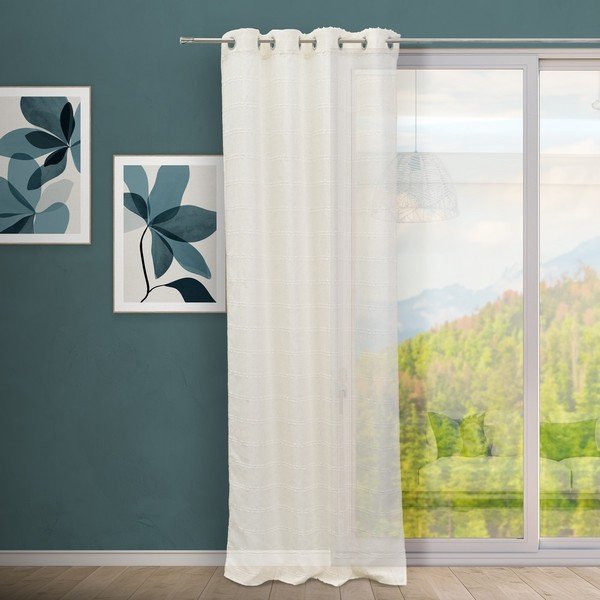 Fehér-bézs lenkeverék függöny 140x260 cm Nodes – Casa Selección-image-1