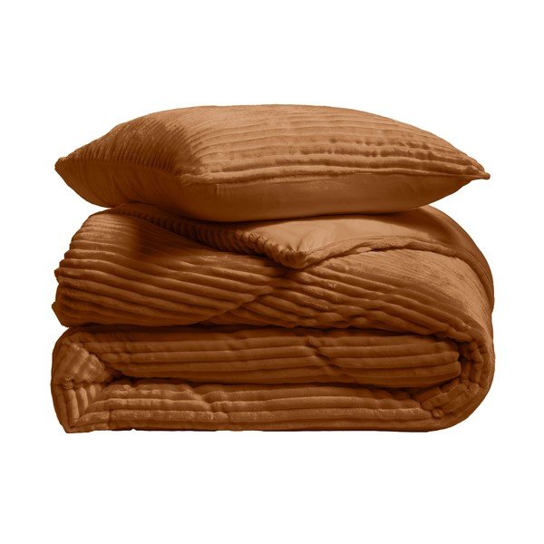 Világosbarna kétszemélyes-hosszabbított háromrészes flanel ágyneműhuzat 240x220 cm Veloutea – douceur d'intérieur