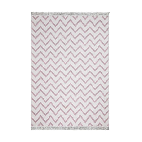 Duo fehér-rózsaszín pamut szőnyeg, 120 x 180 cm - Oyo home