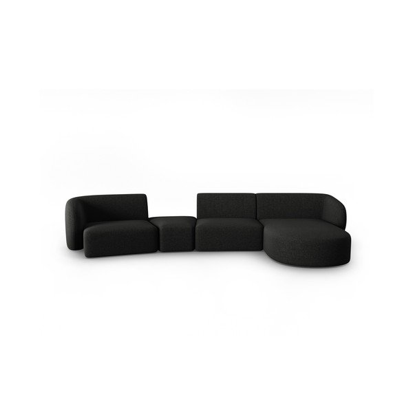 Fekete zsenília sarokkanapé (jobb oldali-heverő résszel) Paolo – Milo Casa