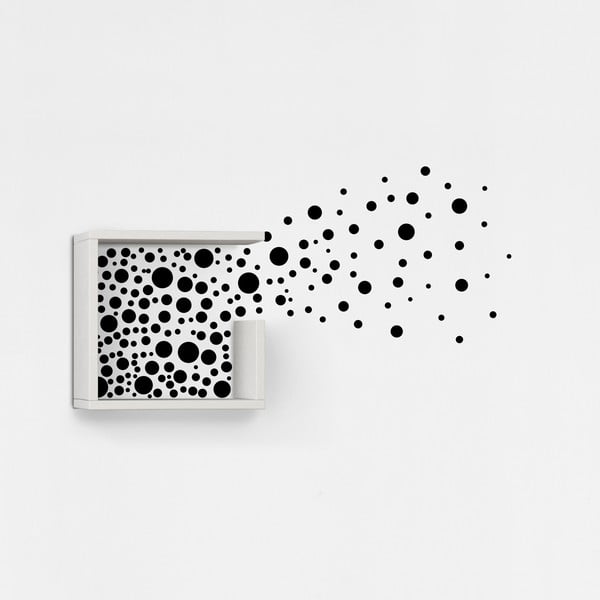 Bubbles fekete-fehér fali polc, dekormatricával