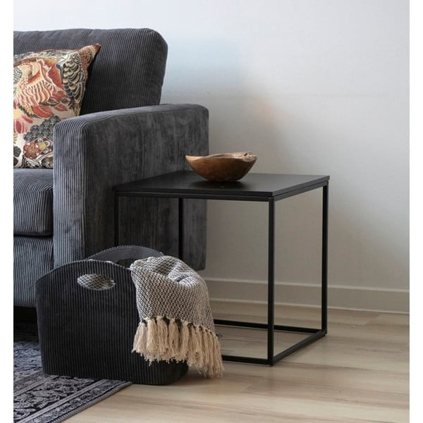 Vita fekete tárolóasztal acél kerettel, 45 x 45 cm - House Nordic-image-1