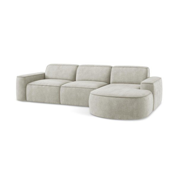 Krémszínű zsenília sarokkanapé (jobb oldali-heverő résszel) Omao – Makamii-image-4