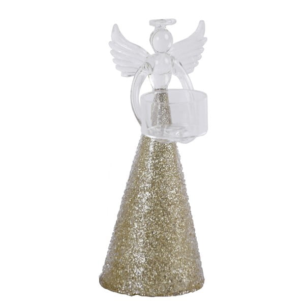Coco arany színű dekorációs üveg angyal teamécseshez, magassága 20 cm - Ego Dekor
