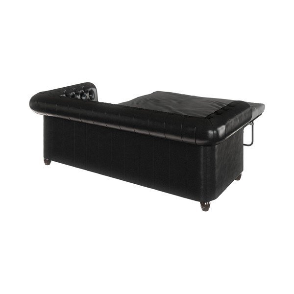 Fekete bőrutánzat kinyitható kanapé 203 cm York – Ropez-image-4