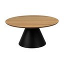 Fekete-natúr színű kerek dohányzóasztal tölgyfa dekoros asztallappal ø 85 cm Soli – Actona