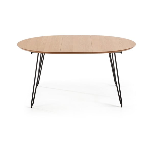 Novaks bővíthető étkezőasztal tölgyfa dekoros asztallappal, ø 120 cm - Kave Home-image-3