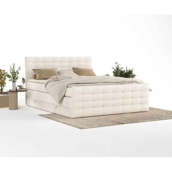 Krémszínű ágyneműtartós boxspring ágy 160x200 cm Blend – Maison de Rêve-image-2