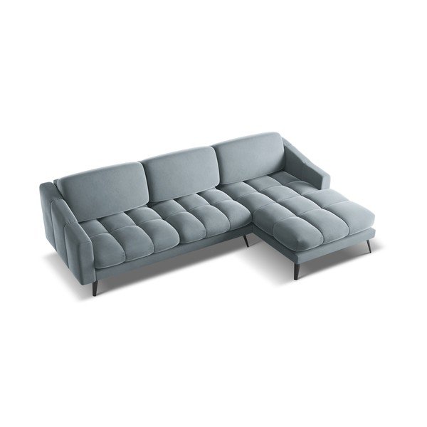 Világoskék bársony sarokkanapé (jobb oldali) Nalu – Makamii-image-4