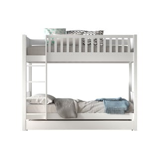 Fehér emeletes borovi fenyő gyerekágy tárolóhellyel 90x200 cm SCOTT – Vipack
