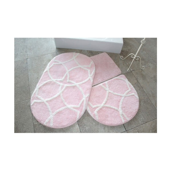 Alessia 3 db-os púder rózsaszín fürdőszobai kilépő szett