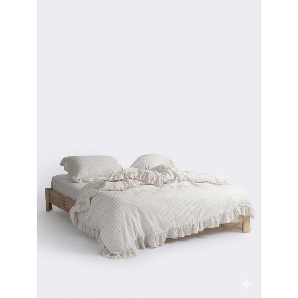 Bézs kétszemélyes-hosszabbított renforcé pamut ágyneműhuzat 240x220 cm Amalia Striped – Mila Home Luxury