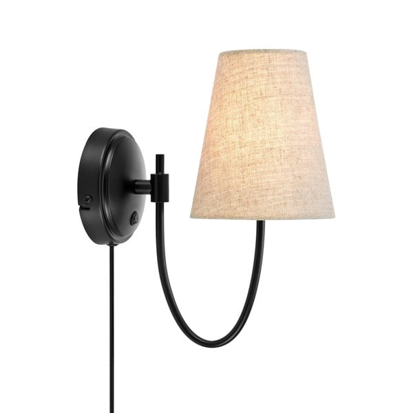 Fekete-bézs konnektorhoz csatlakoztatható fali lámpa Amar – Markslöjd