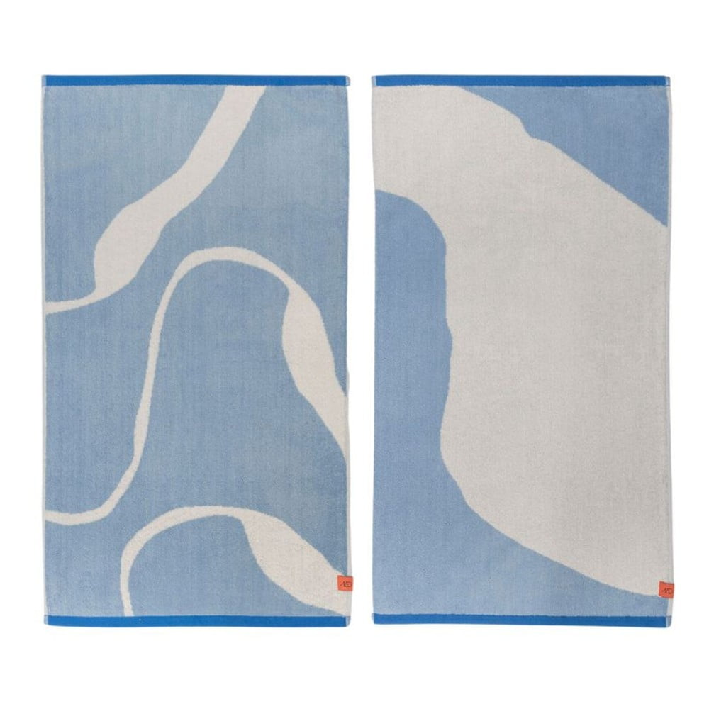 Fehér-kék bio pamut törölköző szett 2 db-os 50x90 cm Nova Arte – Mette Ditmer Denmark