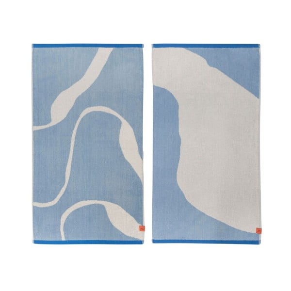 Fehér-kék bio pamut törölköző szett 2 db-os 50x90 cm Nova Arte – Mette Ditmer Denmark