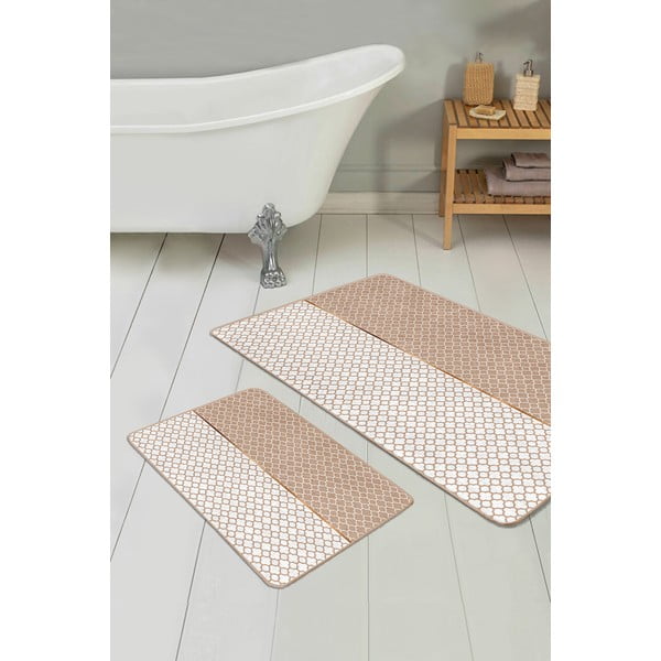 Bézs fürdőszobai kilépő szett 2 db-os 60x100 cm – Mila Home-image-2