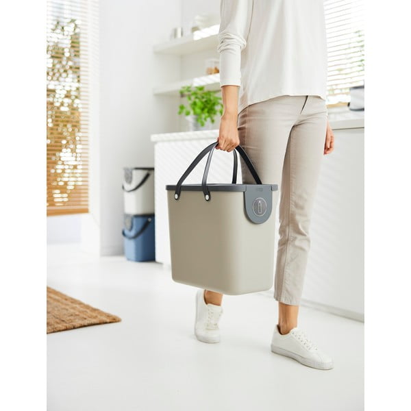 Világosbarna újrahasznosított műanyag szelektív szemetes 25 l Albula – Rotho-image-1