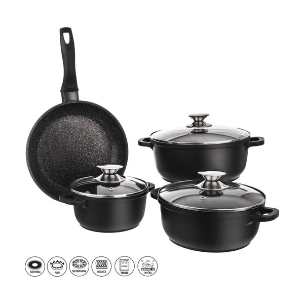 Grande 4 db-os edény szett 3 üvegfedővel - Orion-image-2