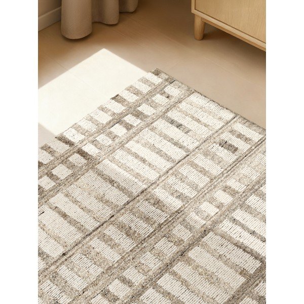 Krémszínű kézi szövésű gyapjú szőnyeg 80x150 cm Boho 1.0 Linara – Vikosa-image-2