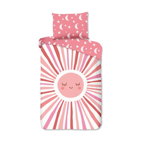 Rózsaszín egyszemélyes pamut gyerek ágyneműhuzat 140x200 cm Sunny – Good Morning