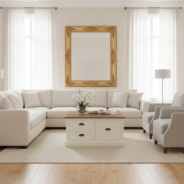 Fehér dohányzóasztal fenyőfa dekorral 90x90 cm Hardwick – Premier Housewares-image-2