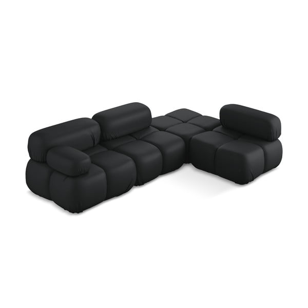 Fekete bőrutánzat moduláris sarokkanapé (jobb oldali) Lokua – Makamii-image-2
