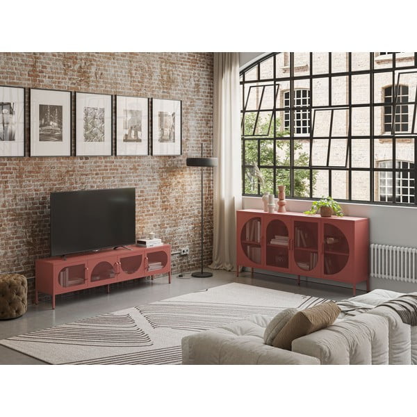 Téglavörös TV-állvány 180x50 cm Tayra – Marckeric-image-1