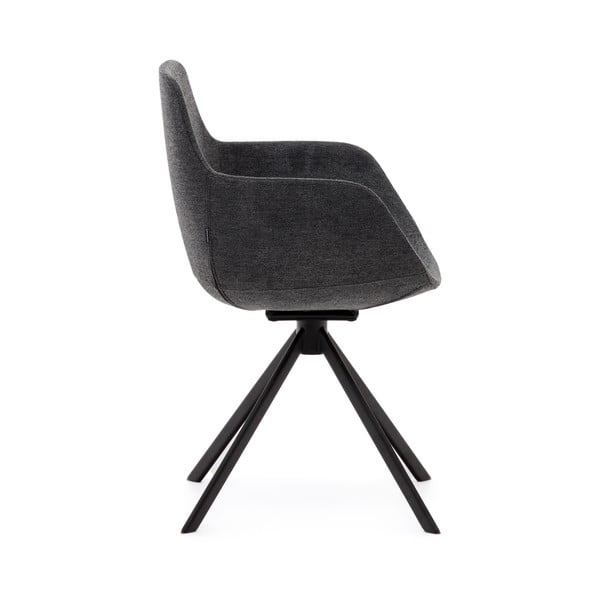 Sötétszürke kárpitozott karfás étkezőfotel szett 2 db-os Tissiana – Kave Home-image-2