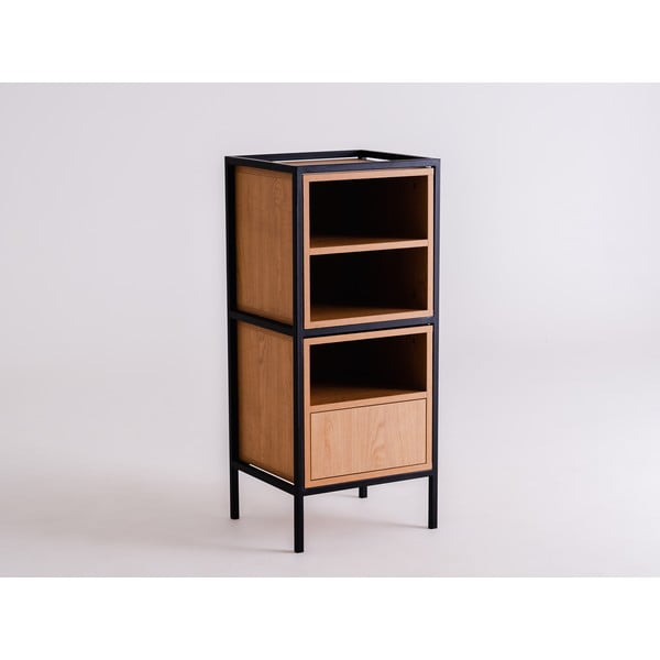 Fekete könyvespolc tölgyfa dekorral 45x102 cm Skap - CustomForm-image-2