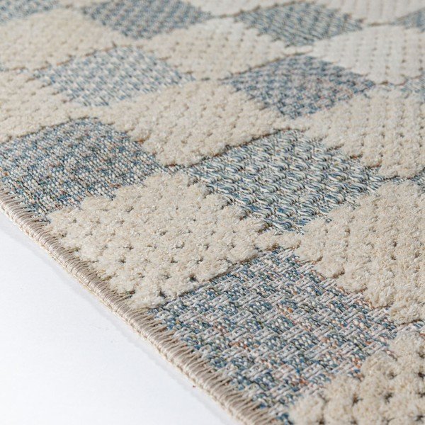 Kék mosható pamutkeverék szőnyeg 155x230 cm Muted Checkerboard – Flair Rugs-image-4