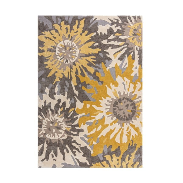Soft Floral szürke-sárga szőnyeg, 160 x 230 cm - Flair Rugs