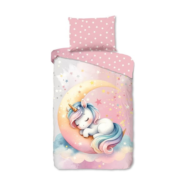 Rózsaszín egyszemélyes pamut gyerek ágyneműhuzat 140x200 cm Molly – Good Morning