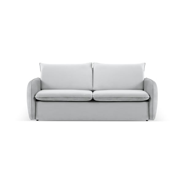 Világosszürke bársony kinyitható kanapé 214 cm Vienna – Cosmopolitan Design