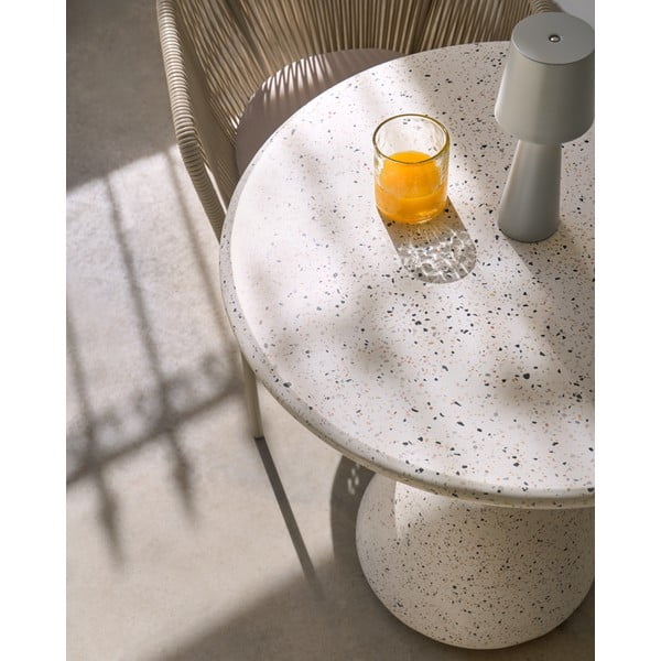 Fehér terrazzo cement kerek étkezőasztal ø 70 cm Saura – Kave Home-image-3