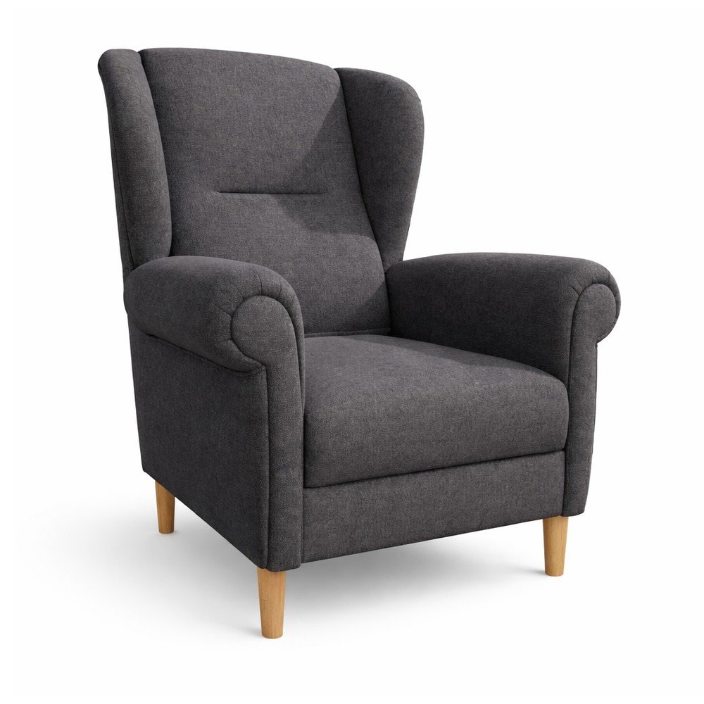 Sötétszürke füles fotel Swan  Ropez