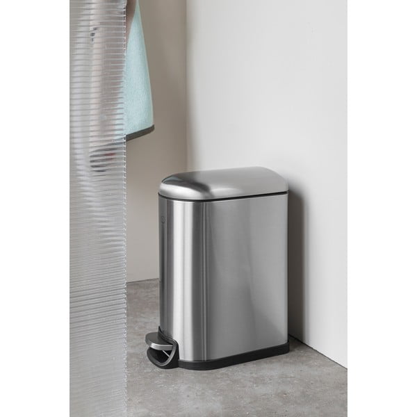 Ezüstszínű rozsdamentes acél pedálos szemetes 10 l Wather – Mette Ditmer Denmark-image-1