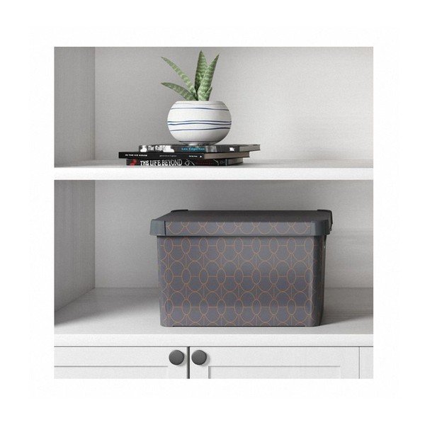 Art Deco sötétszürke tárolódoboz fedéllel, 22 l - Curver-image-2