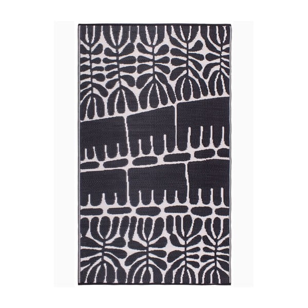 Serowe Black fekete kétoldalas kültéri szőnyeg újrahasznosított műanyagból, 90 x 150 cm - Fab Hab