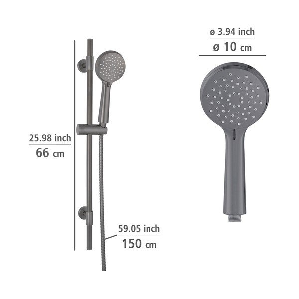 Szürke rozsdamentes acél zuhanyszett 66 cm Young – Wenko-image-3