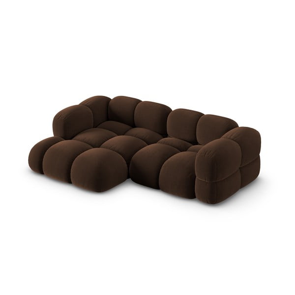 Sötétbarna bársony sarokkanapé (bal oldali-heverő résszel) Loretto – Cosmopolitan Design-image-3