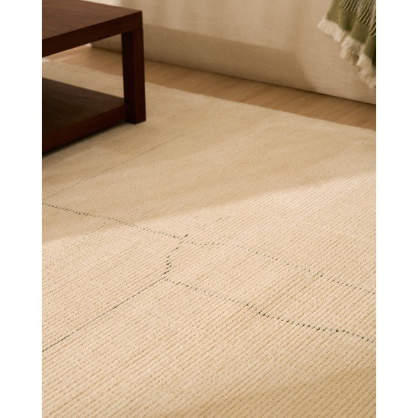 Krémszínű kézi szövésű pamutkeverék szőnyeg 230x160 cm Lisdan – Kave Home-image-1