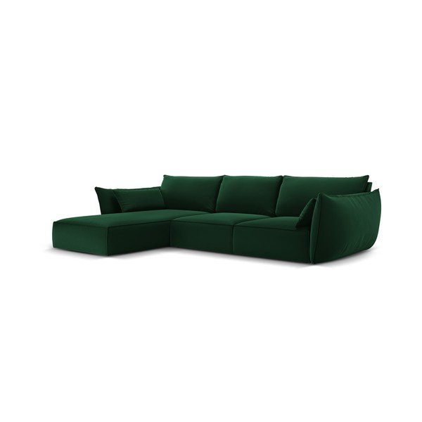 Sötétzöld bársony sarokkanapé (bal oldali-heverő résszel) Vanda – Mazzini Sofas-image-2