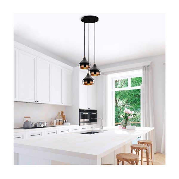 Yildo fekete-rézszínű függőlámpa 3 izzóval - Opviq lights-image-1