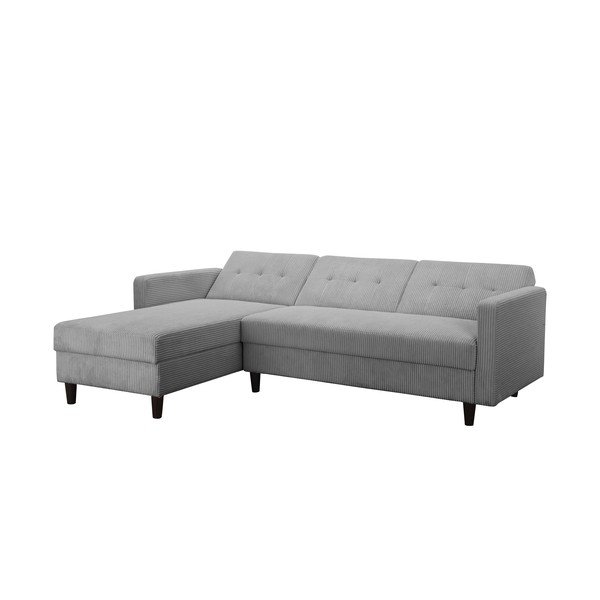 Világosszürke kordbársony kinyitható sarokkanapé Hartford – Støraa-image-4